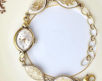 Vintage MANUAL Gold Waltham Swiss Watch with Noritake Revenna