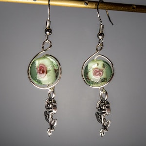 Rose dangle earrings