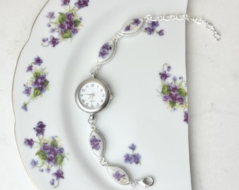 Lefton Violets Broken China Watch