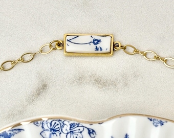 Pulsera de oro rosa azul