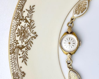 Vintage Orvin Gold kaputte Porzellanuhr mit goldenen Rosen