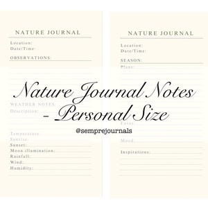 Nature Journal Notizen, Einleger, persönliche Größe, Natur-Tagebuch, Journaling Karten Kit, Junk Journal, digital druckbar