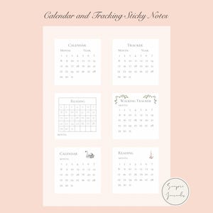 Kalender und Tracking Sticky Notizen - Lesen, Gehen, CottageCore - digital druckbar für Planung und Journaling