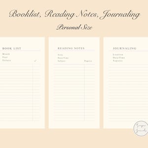 Lista de livros, anotações de leitura, cartões para diário, tamanho pessoal, encarte digital para impressão