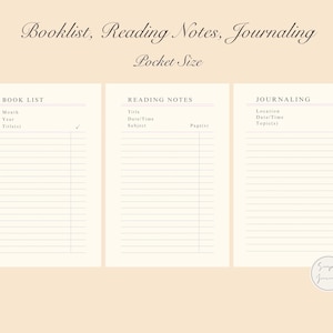 Elenco dei libri, note di lettura, schede di diario (formato tascabile), inserto stampabile digitale