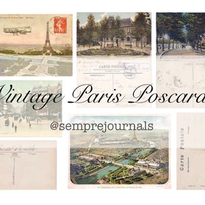 Cartões postais vintage de Paris Junk Journal Collage Download digital