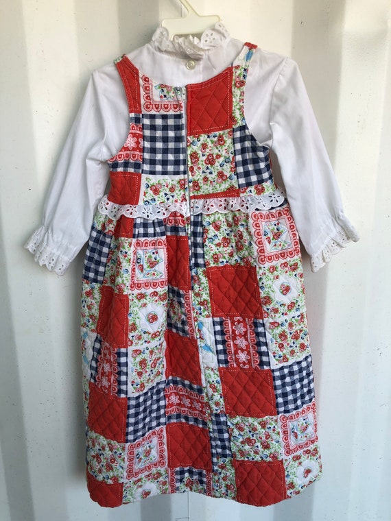 1970s Girl’s Patchwork Quilted Maxi Dress Child’s… - image 5