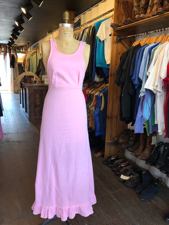 1970s Women’s Vintage Pink Maxi Dress Size Small - image 2