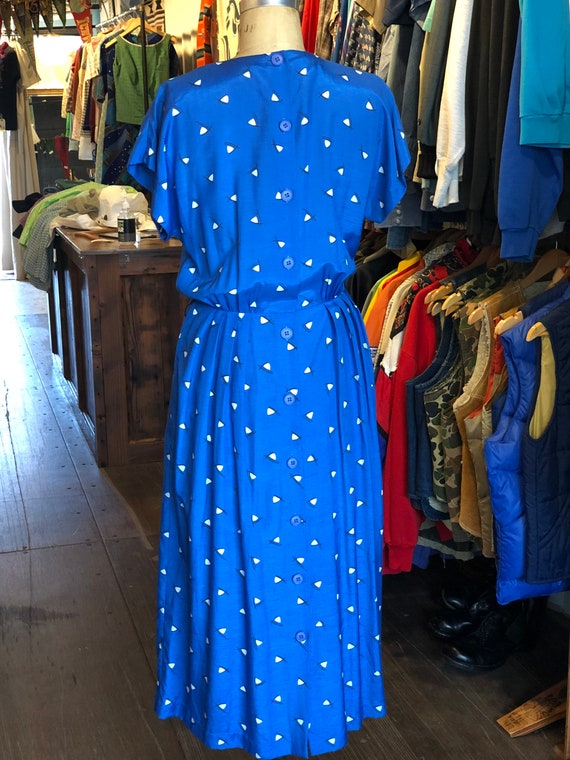 1990s Women’s Vintage Blue Rayon Dress Size Small - image 5