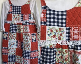 1970s Girl’s Patchwork Quilted Maxi Dress Child’s Size 4T