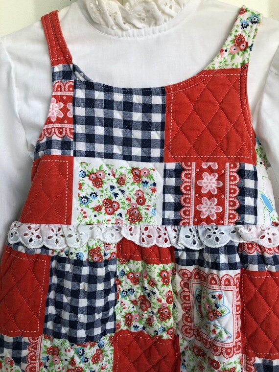 1970s Girl’s Patchwork Quilted Maxi Dress Child’s… - image 3