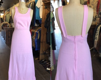 1970s Women’s Vintage Pink Maxi Dress Size Small