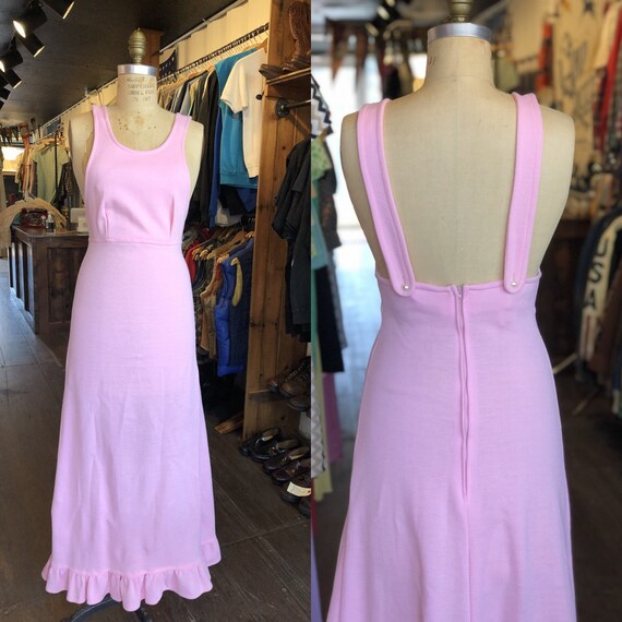 1970s Women’s Vintage Pink Maxi Dress Size Small - image 1