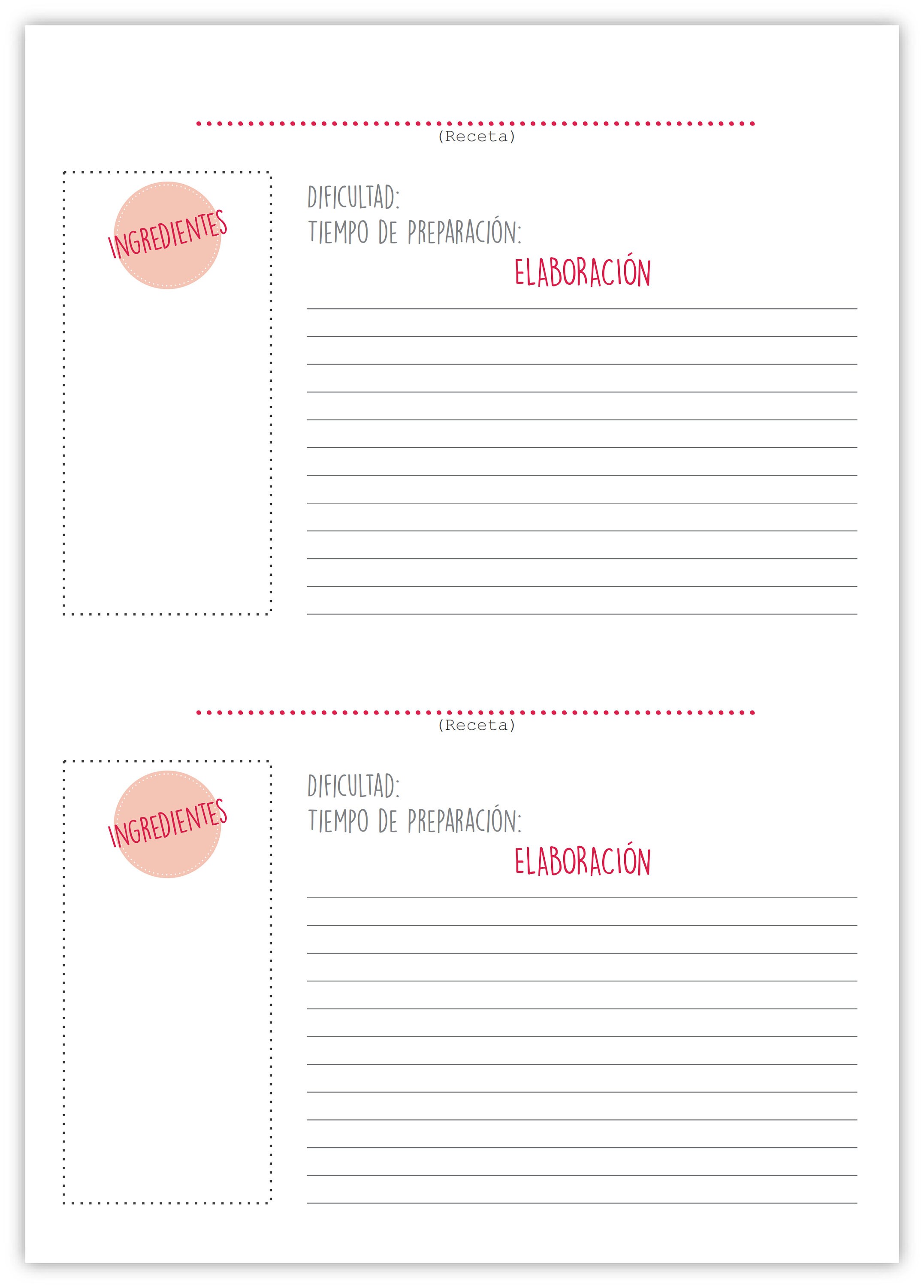 Printable Kit Sheets for Recipes to Assemble Your Own Recipe - Etsy Ireland