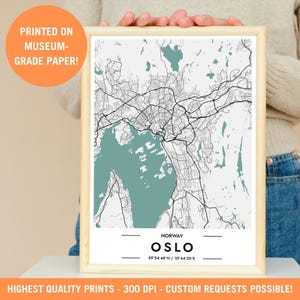 Oslo Stadt Karte Druck, Minimalistisches Poster, Norwegisch Reise Kunst, Wanddruck, Norwegen Souvenir, Wohnkultur, Historische Architektur, Einzigartiges Geschenk