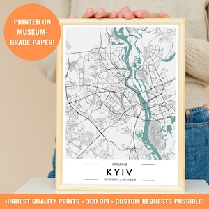 Kyiv Stadt Karte Druck, Minimalistisches Poster, Ukraine Reise Kunst Wanddruck, Ukrainische Souvenir, Wohnkultur, Historische Architektur Einzigartiges Geschenk