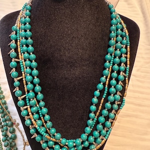 turquoise necklace vintage turquoise jewelry Tibetan necklace handmade woman necklace Tibetan necklace woman jewelry Tibetan multi strand