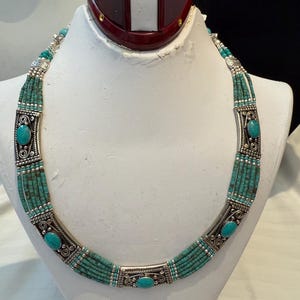 ladakh turquoise necklace Nepali handmade jewelry Tibetan necklace woman jewelry Tibetan vintage necklace woman necklace