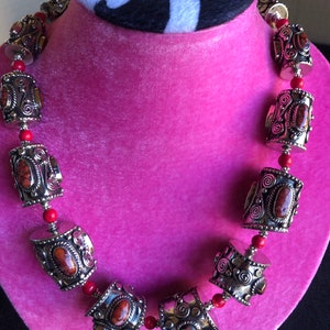Tibetan jewelry Nepali jewelry Tibetan necklace Nepali necklace coral necklace woman necklace woman jewelry Tibetan silver jewelry
