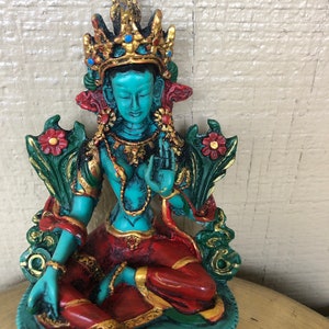 Green Tara statue, resin statue handmade green Tara ,Nepali statue,handmade statue