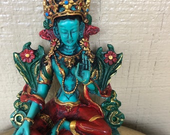 Green Tara statue, resin statue handmade green Tara ,Nepali statue,handmade statue