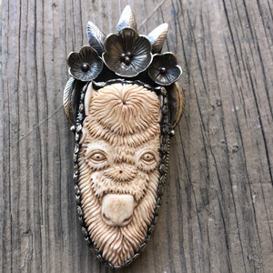 Buffalo bone carved pendant water buffalo bone carved buffalo pendant Nepali necklace Tibetan jewelry Nepali jewelry