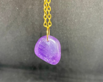 Amethyst Crystal Necklace, Crystal Necklace, Purple Crystal, Amethyst Pendant, Gold