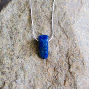 Lapis Lazuli Crystal Pendant, crystal necklace, sterling silver chain, blue stone