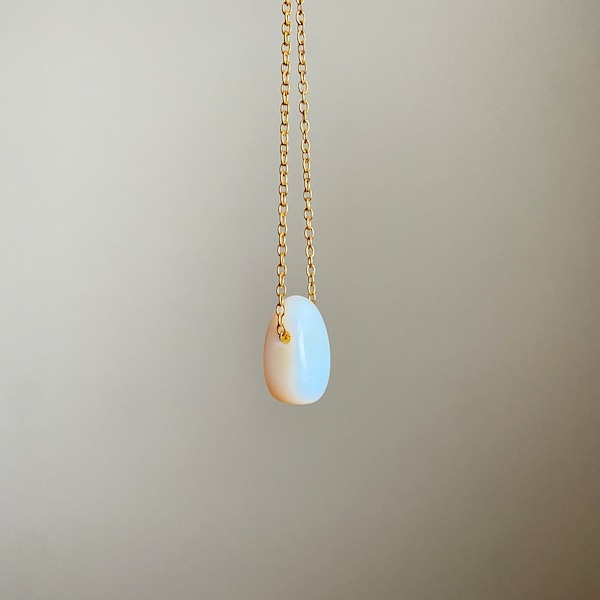 Collana Cristallo Opalite Forma Libera, Pendente Cristallo, Pietra Olelite, Catena Oro, Cristallo Forma Libera