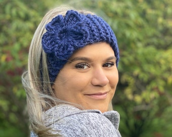 Adult Knit Flower Ear Warmer - MULTIPLE COLORS