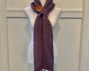 Crochet Wrap Winter Scarf with Button