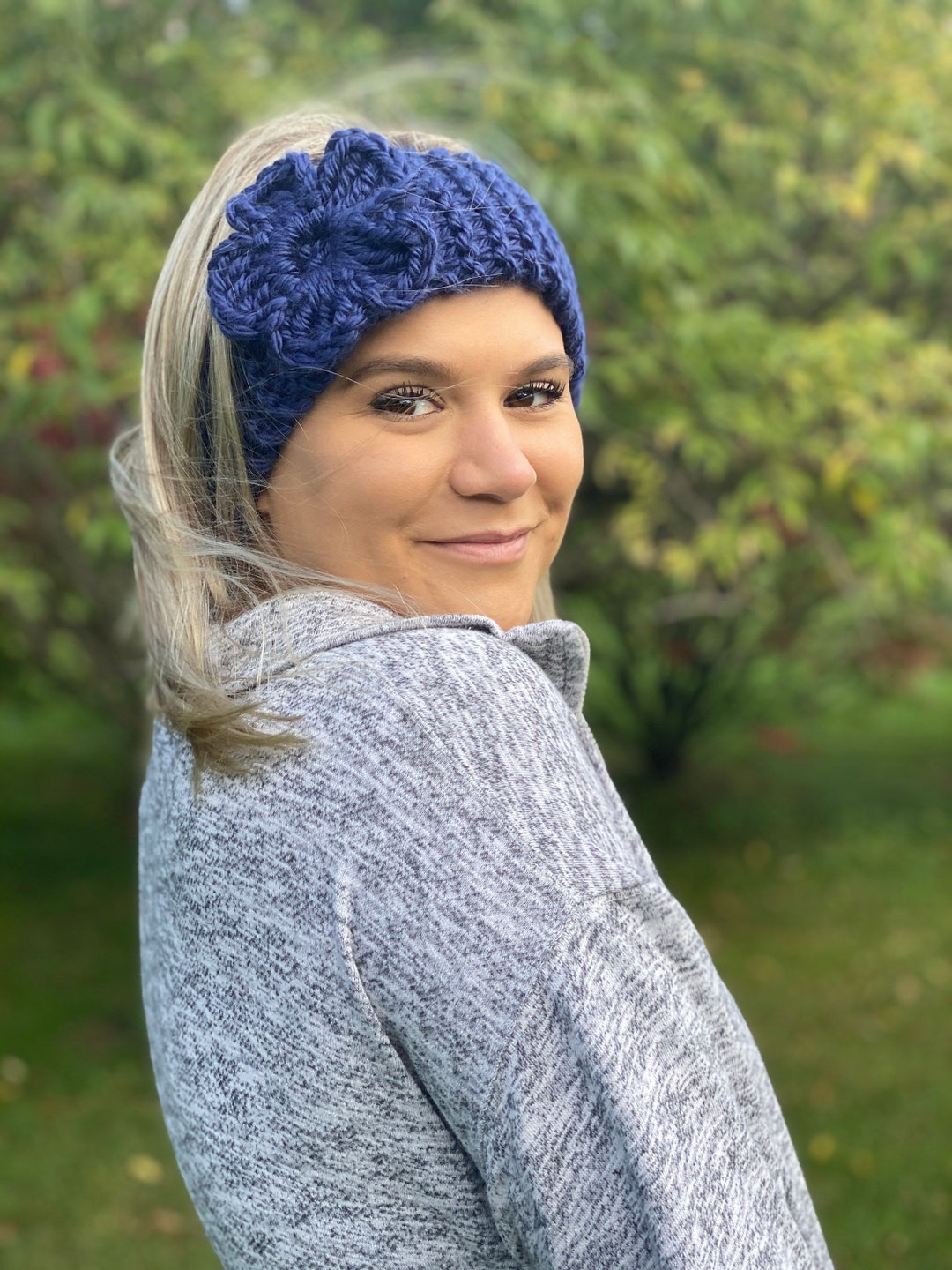 Adult Knit Flower Ear Warmer MULTIPLE COLORS Etsy