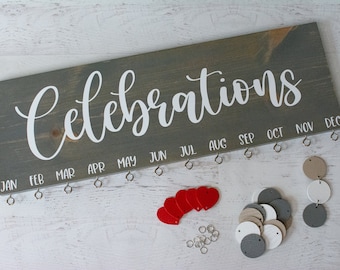 Family Birthday Board, Family Celebrations, Celebrations, Birthday Calendar, Wood Board Sign, Anniversary,  Mothers Day Gift, Wedding Gift