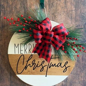 Front Door Wreath - Merry Christmas - Wood Round Sign - Home Decor - Welcome - Housewarming Gift - Christmas Decor