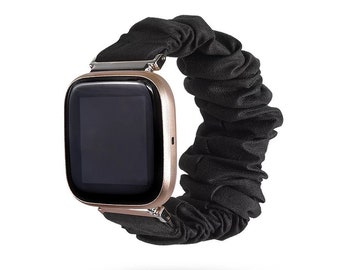WATERPROOF Fitbit Charge 2, Charge 3&4, Versa 3/4, Versa 2, Versa, Versa lite, inspire1,2,hr, Black Fitbit Scrunchie Fitbit bands.