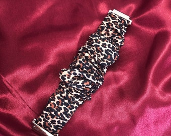 Galaxy Active 2 horloge dierenprint scrunchie band 20mm voor 40/42mm 22mm voor 44/46mm luipaard print horlogeband scrunchie band stof zacht