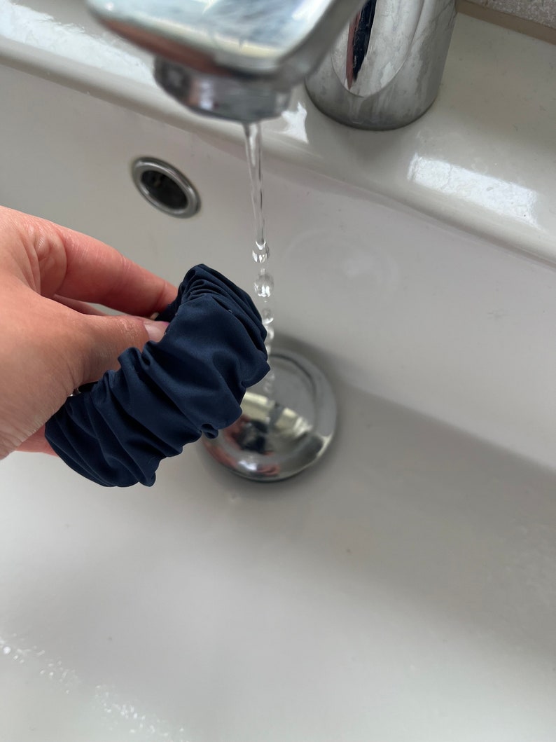 WATERPROOF Fitbit Versa 2, Versa, Versa lite Navy Blue Scrunchie bands. image 1