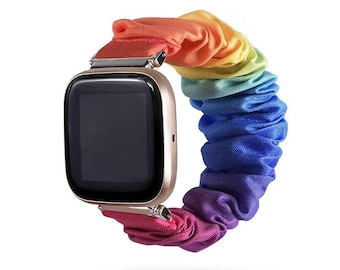 Luxury Fitbit rainbow scrunchie band for Fitbit versa 2, Versa 3/4, Versa lite, Versa, charge 2, charge 3/4, hr, inspire1/2.