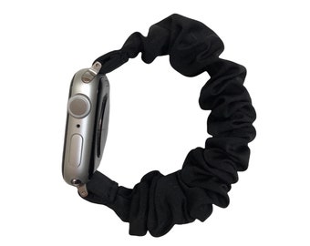 WATERPROOF Black Apple Watch Scrunchie bands Compatible with Apple Watch Strap 38/40/41/42(S10)mm,42(S3)/44/45/46/49mm.Fits SE,Series,Ultra.