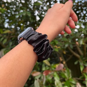 Luxury Black Apple Watch scrunchie band/ Apple Watch scrunchie strap/38/40/41mm, 42/44/45/49mm. Fits all SE, Ultra, Series.