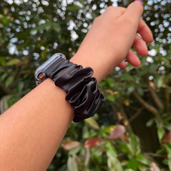 Luxury Black Apple Watch Scrunchie Band/ Apple Watch  display picture 3