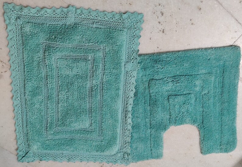 French Bath Mat green Cotton 60 X 45 Cm - Etsy