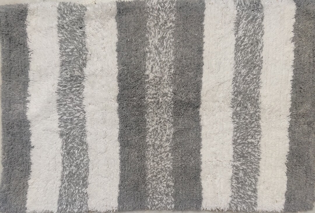 Stripe Bathroom Rug 24 X 17 Inch Absorbent 100 Cotton Bath Etsy