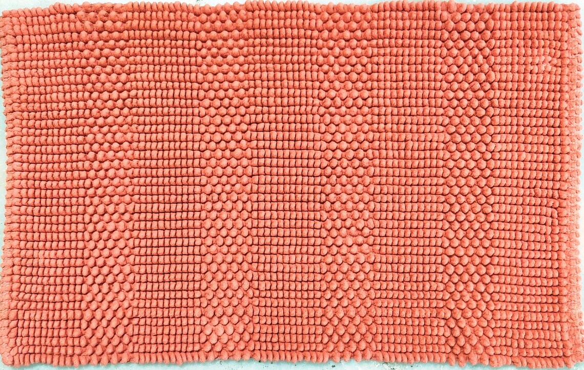 Bubble Bath Rug Red Brown Hand Woven Chenille 21 x 32 inch ...