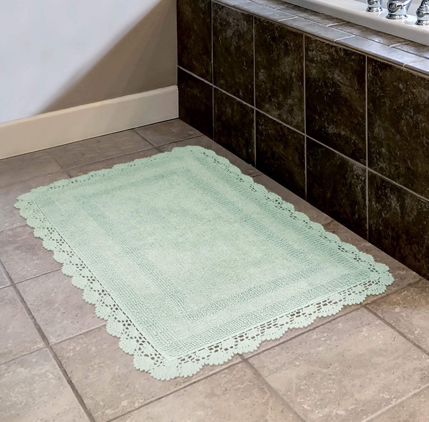 French Bath Mat green Cotton 60 X 45 Cm - Etsy