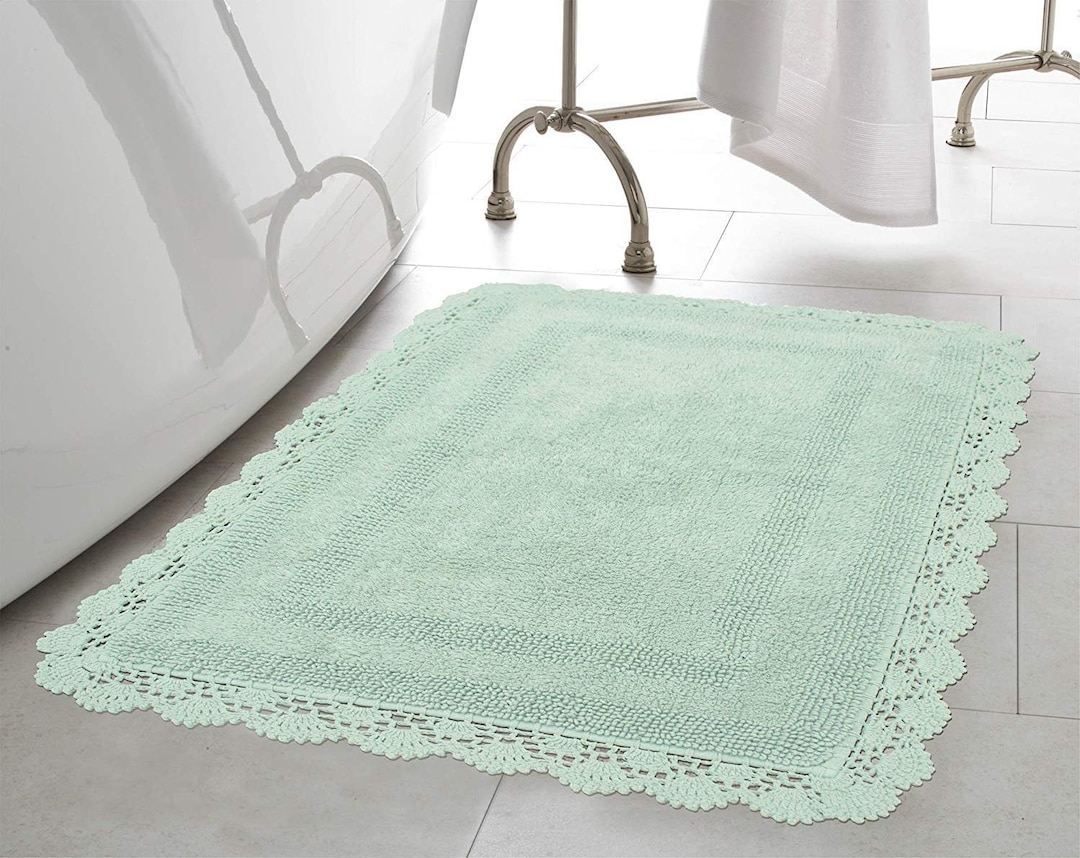 French Bath Mat green, Cotton, 60 X 45 Cm Etsy