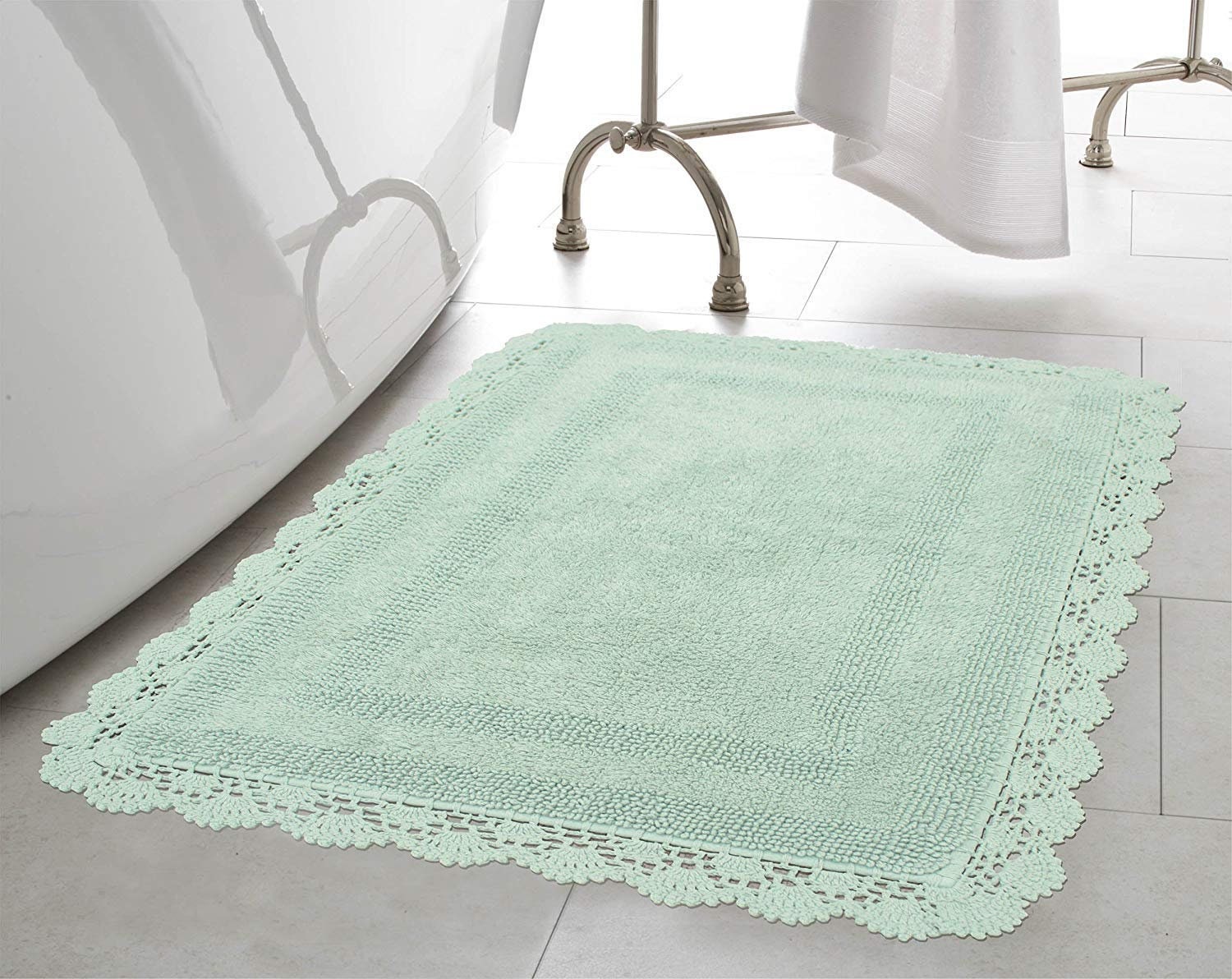 French Bath Mat Green Cotton 62 X 45 Cm Etsy