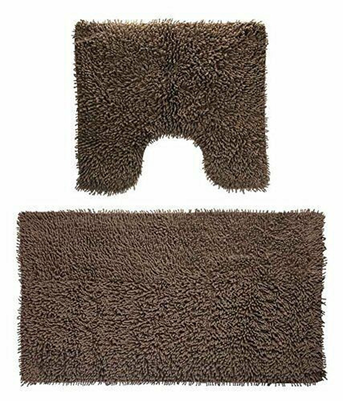 Bath Mat and Contour Set of 2 40 X 60 Cm 50 X 50 Cm Brown Etsy