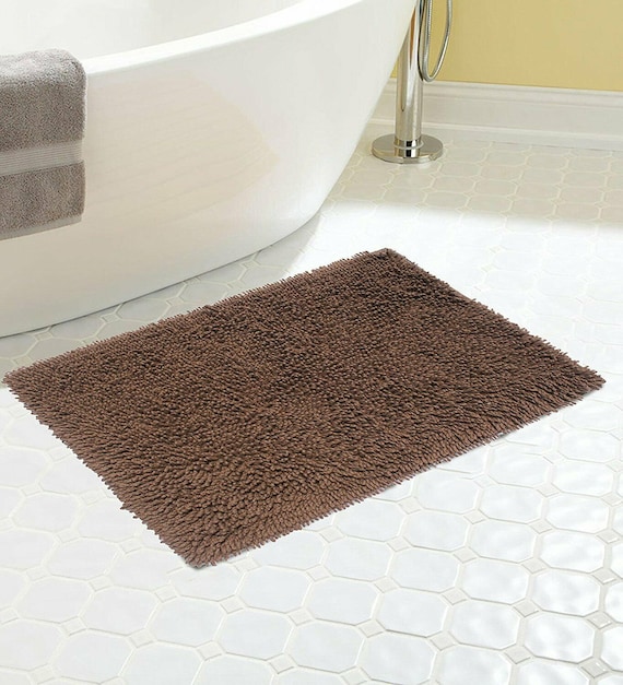 Bath Mat and Contour Set of 2 40 x 60 Cm 50 x 50 Cm Brown Etsy