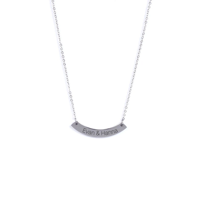 Personalized Necklace \u2022 Custom Necklace \u2022 Engrave Necklace \u2022 Curve Bar Necklace \u2022 Minimalist Jewelry \u2022 Stainless Steel
